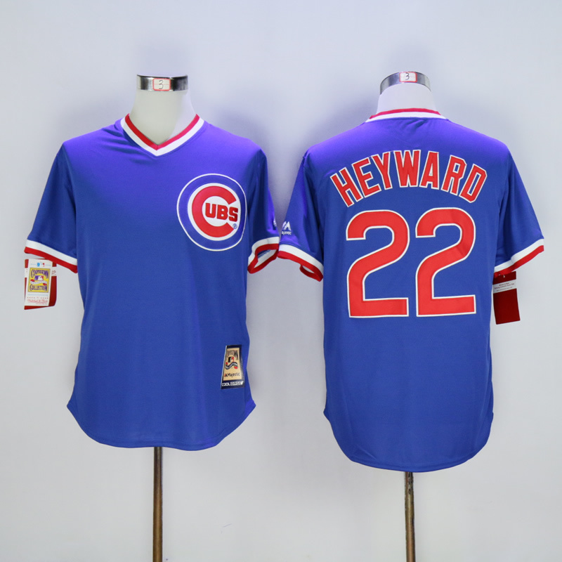 Men Chicago Cubs #22 Heyward Blue Throwback MLB Jerseys->chicago cubs->MLB Jersey